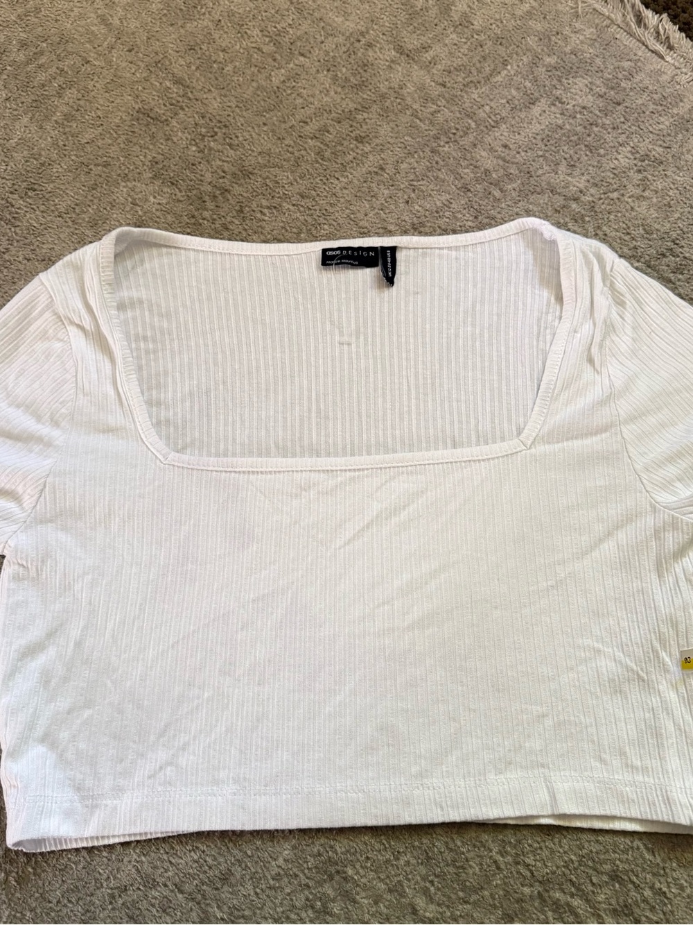 ASOS White Ribbed Square-Neck Crop Top